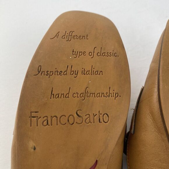 Franco Sarto Womens Duval Slip On Mule Shoes Size 7.5 M Tan Leather Square Toe - Picture 7 of 16